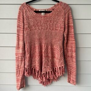 ☀️BOGO Item American Rag Rose Pink Fringe Hem Wide Neck Sweater☀️